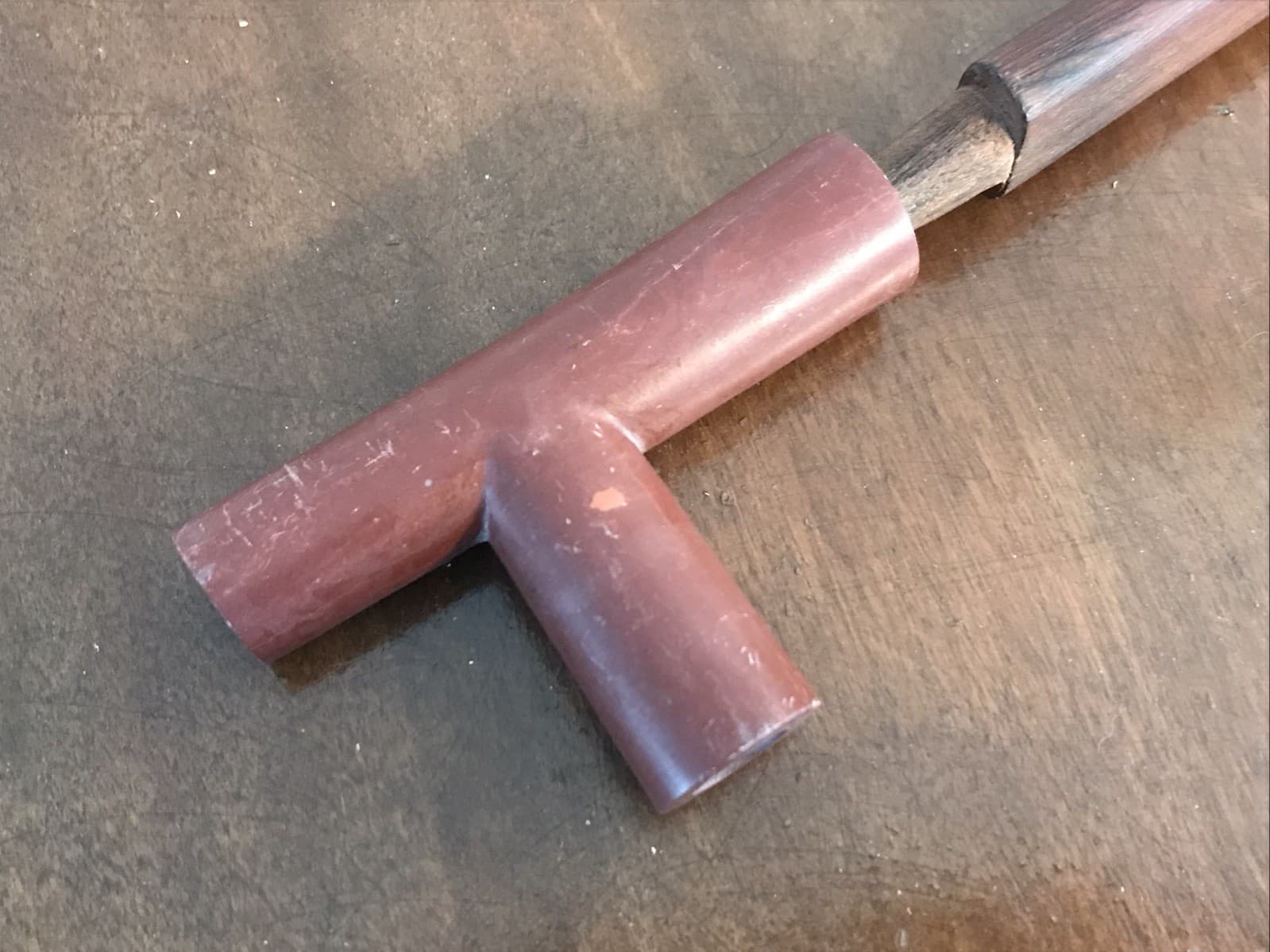 Catlinite T-Pipe Red Pipestone Minnetaġe Native American Minnesota 3