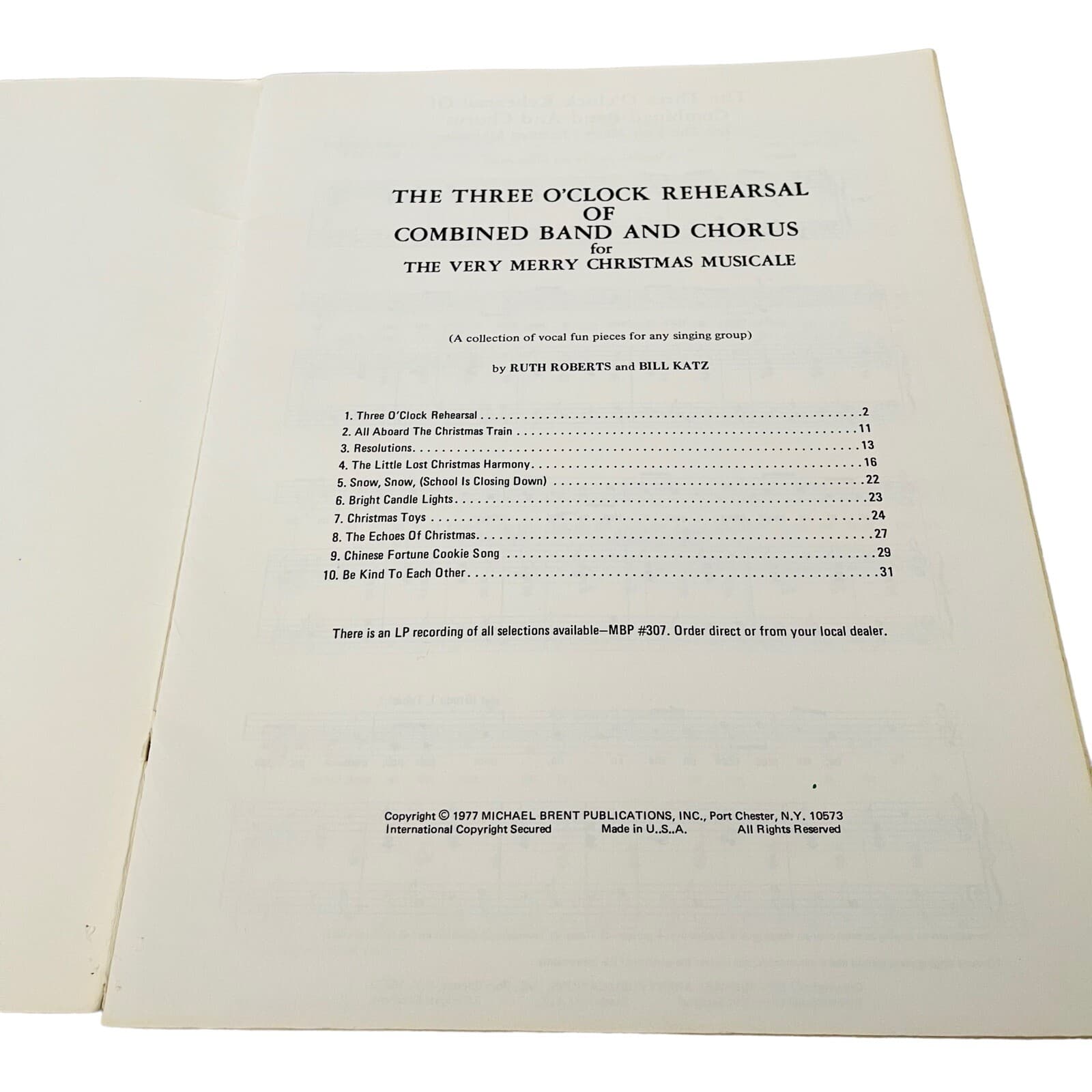 The three o'clock rehearsal merry Christmas musicale Songbook Sheet Music 1977 3