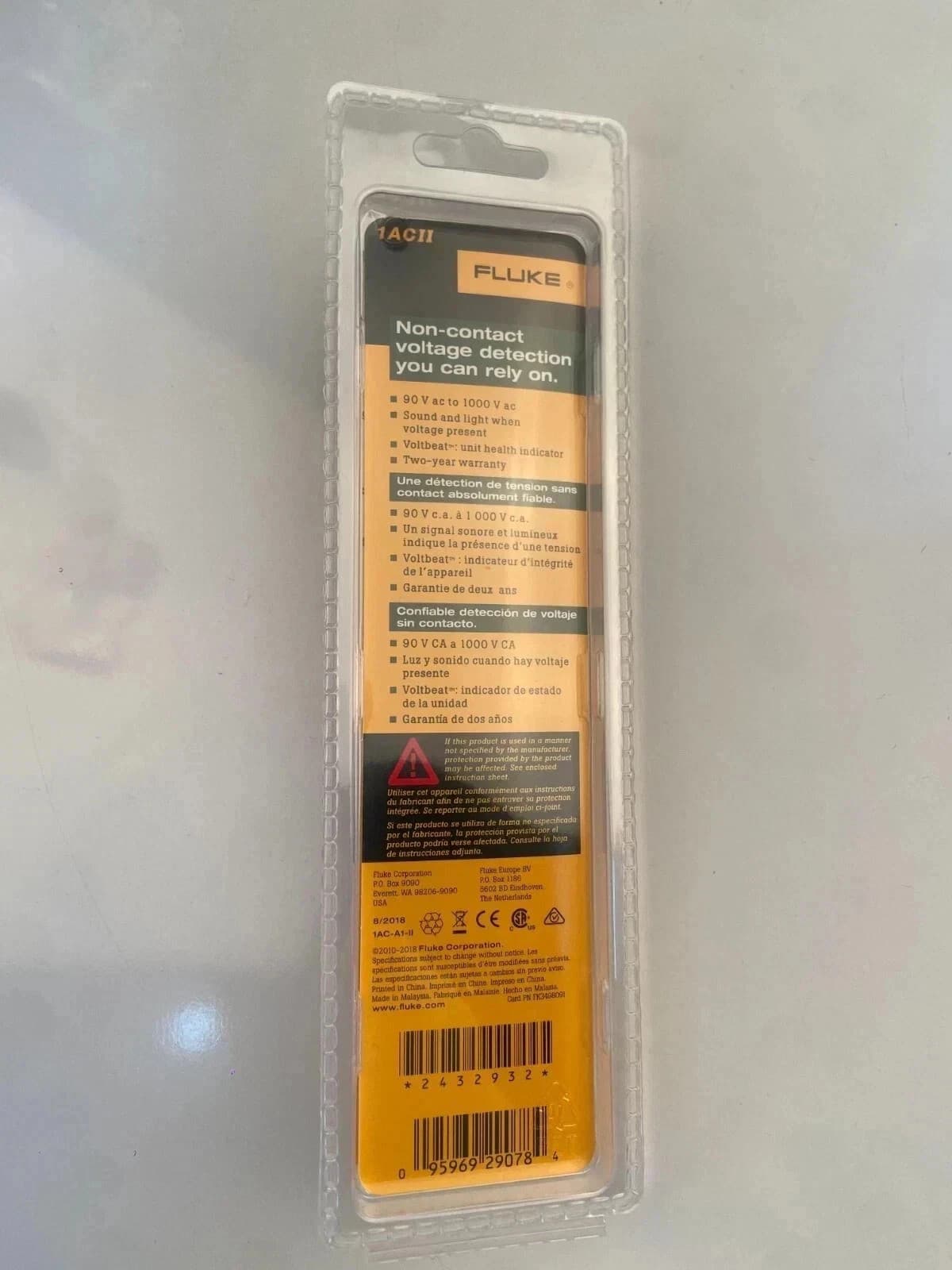 Fluke 1AC II VoltAlert Non-Contact Voltage Tester, Pocket-Sized, 90-1000V AC-NEW 2