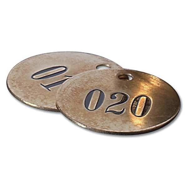 C.H. Hanson 40004 Numbered Tag, Brass, 1 In H X 1 In W, 1 In Dia., Brown, 2