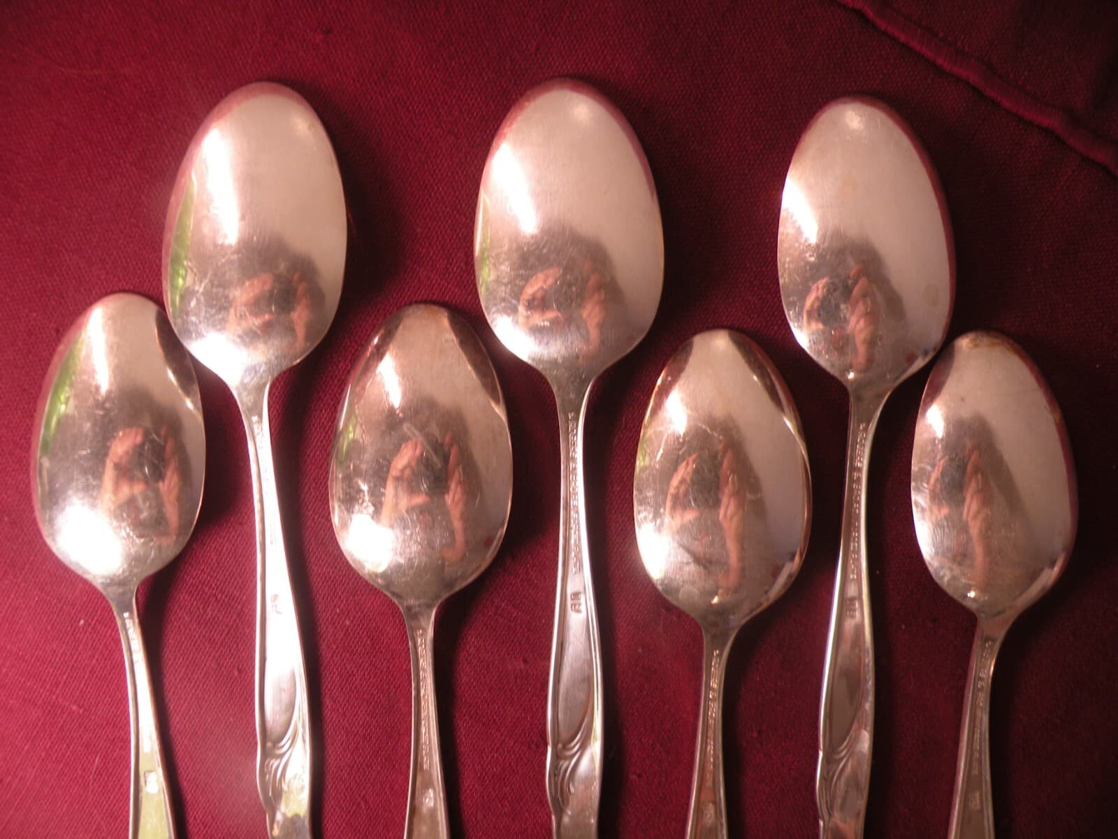 Set Of 7 Teaspoons 1957 EXQUISITE Rogers & Bro International Silverplate 6 1/8" 6