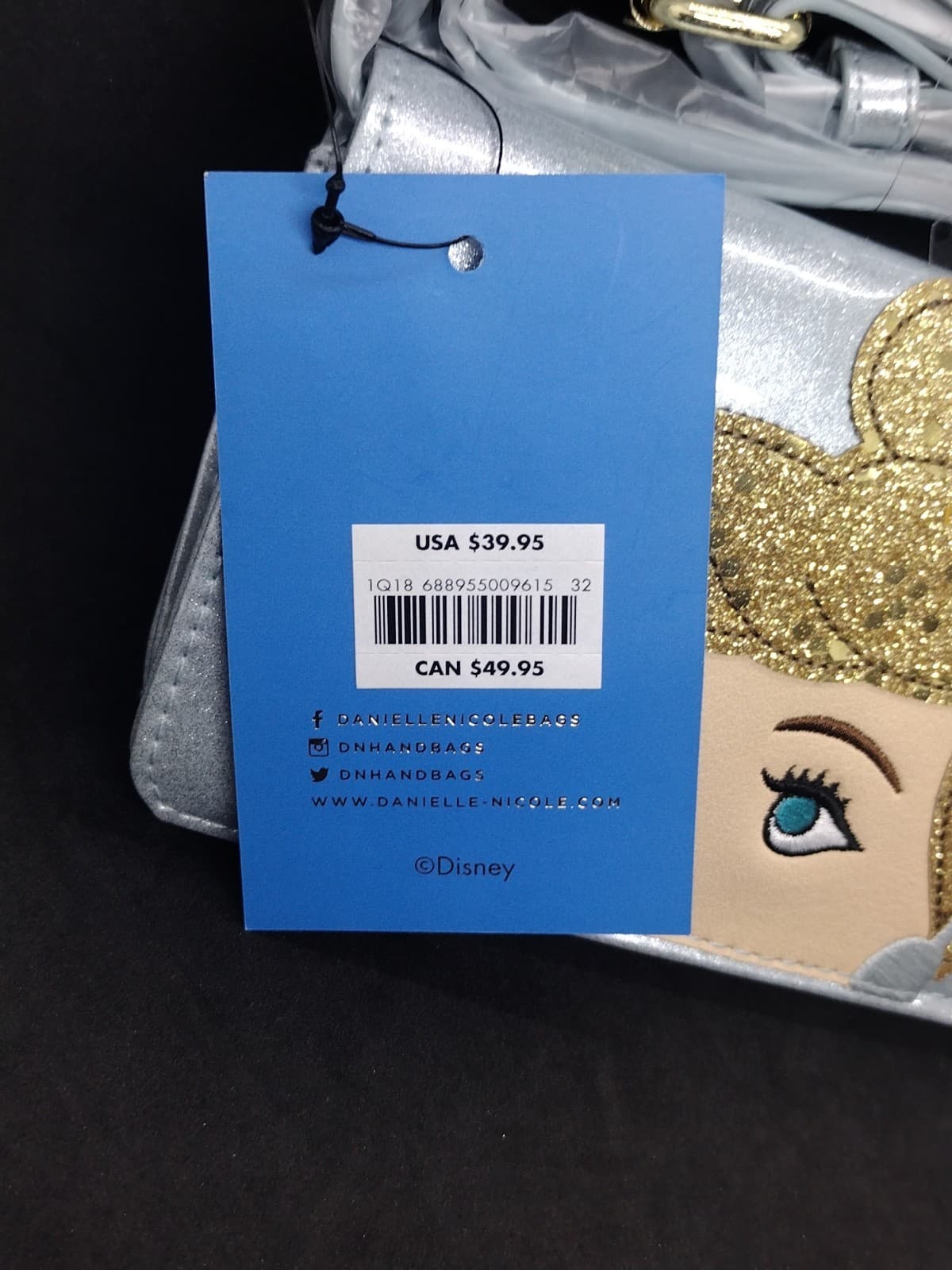 Disney Cinderella Phone Crossbody Bag Purse Danielle Nicole Blue glitter 4