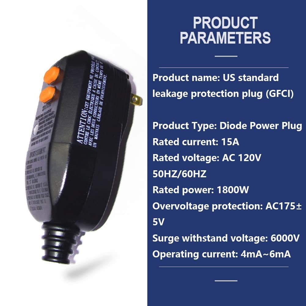 GFCI Replacement Plug Assembly,Ground Fault Circuit Interrupter Safety RCD...  3