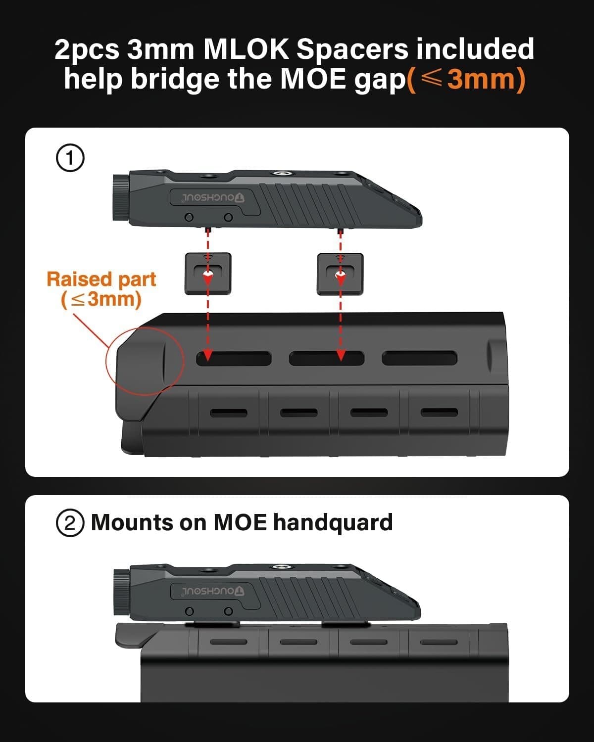 TOUGHSOUL 1450 Lumen Flashlight & Red Laser Sight w/ M-Lok & Picatinny Dual Rail 5