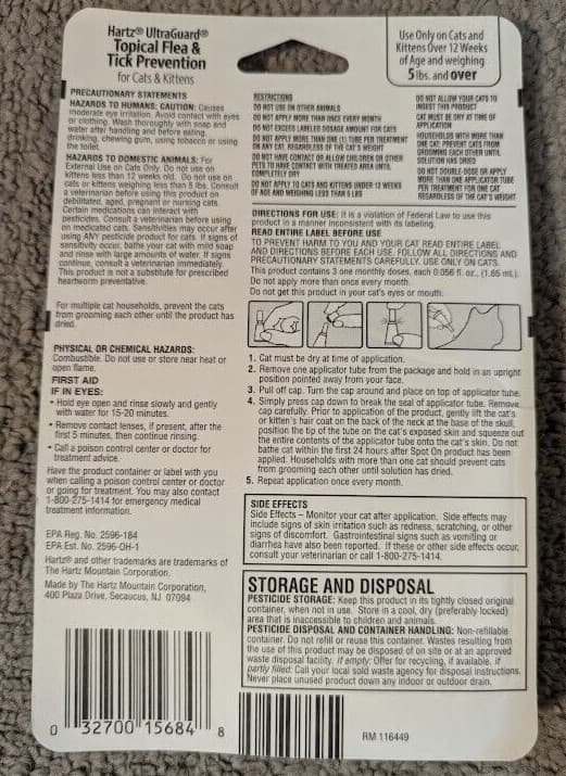 Hartz UltraGuard Flea & Tick Drops for Cats & Kittens, 5 lbs & over, 3 Ct 2