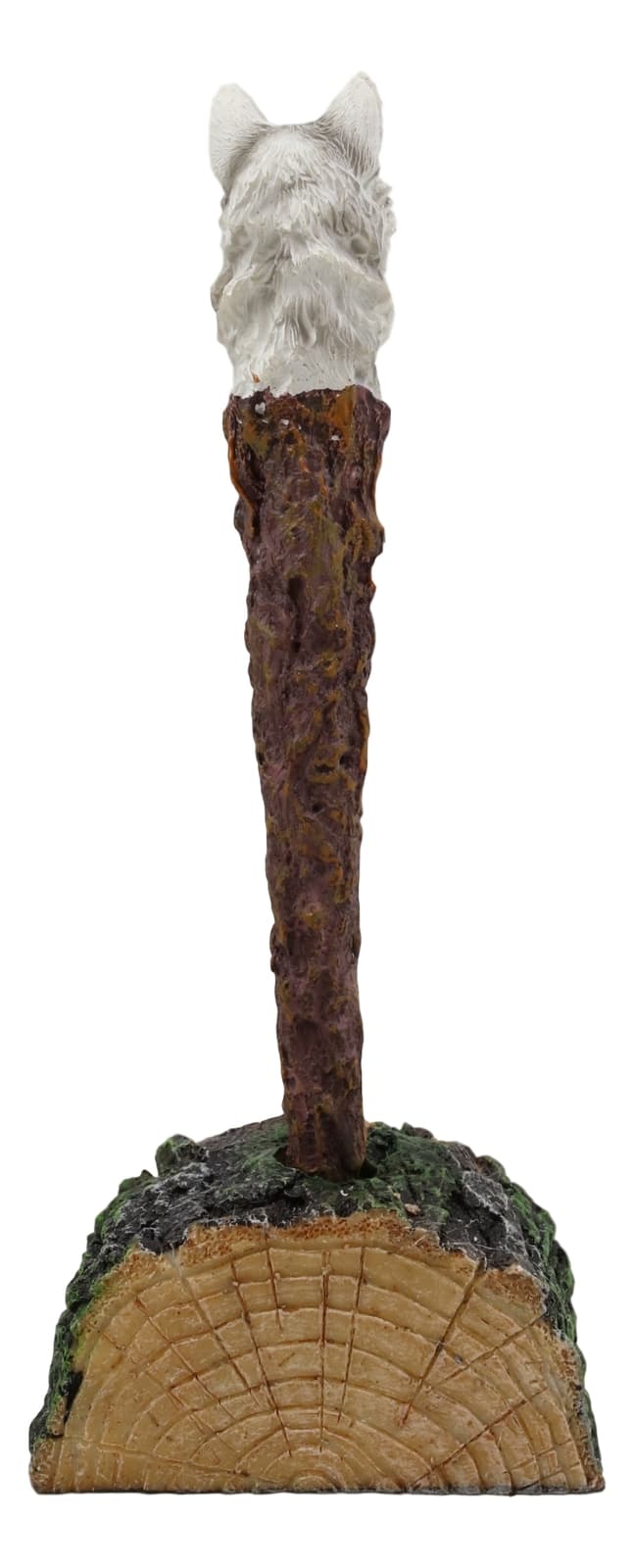 Alpha White Wolf Hand Painted Pen With Rustic Tree Bark Holder Stand Figurine 4