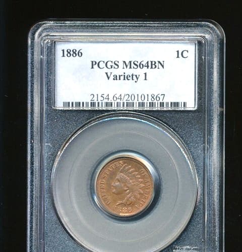 1886 Indian Cent, Type 1, PCGS 64BN 3