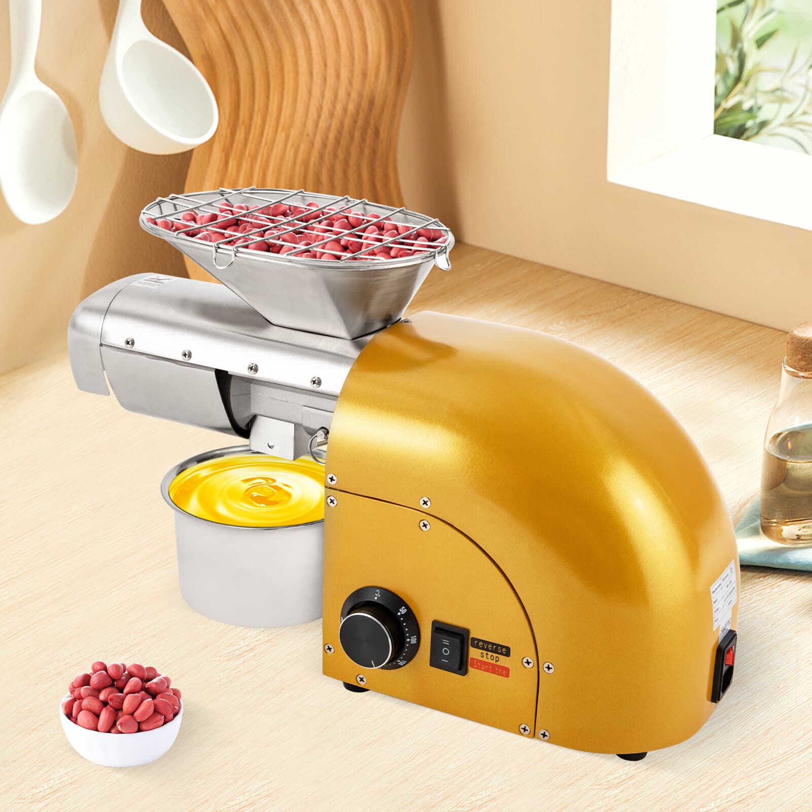 Bean Oil Press Machine Cold & Hot Press Machine Nut Seeds Oil Extractor 1800W 3