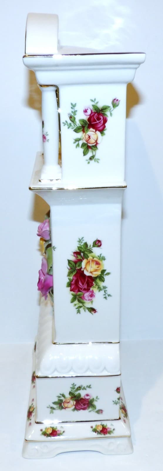GORGEOUS ROYAL ALBERT OLD COUNTRY ROSES 15 3/4" GRANDFATHER CLOCK 6