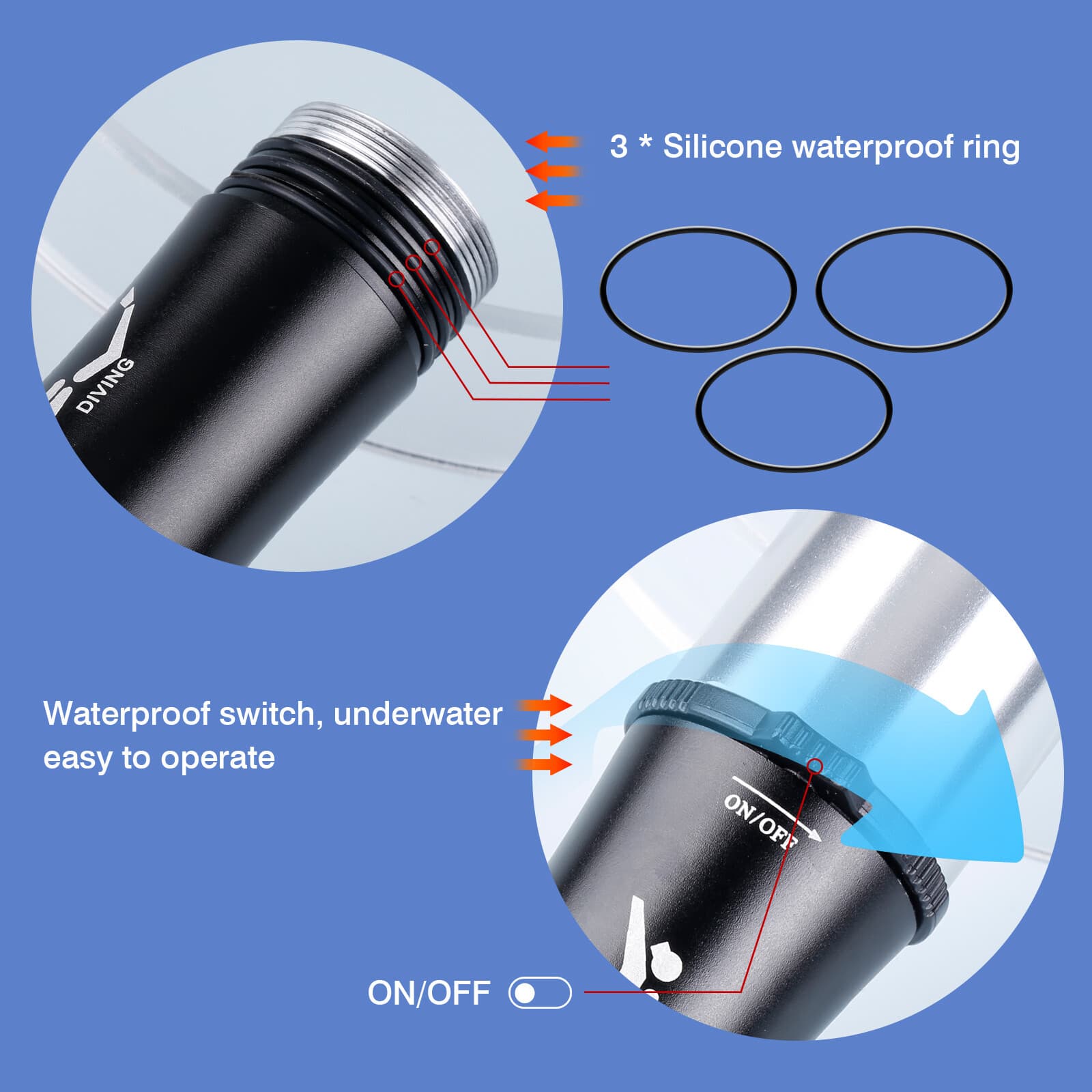 90000LM Underwater 80M Scuba Dive LED Flashlight Waterproof Diving Torch Lamp 3