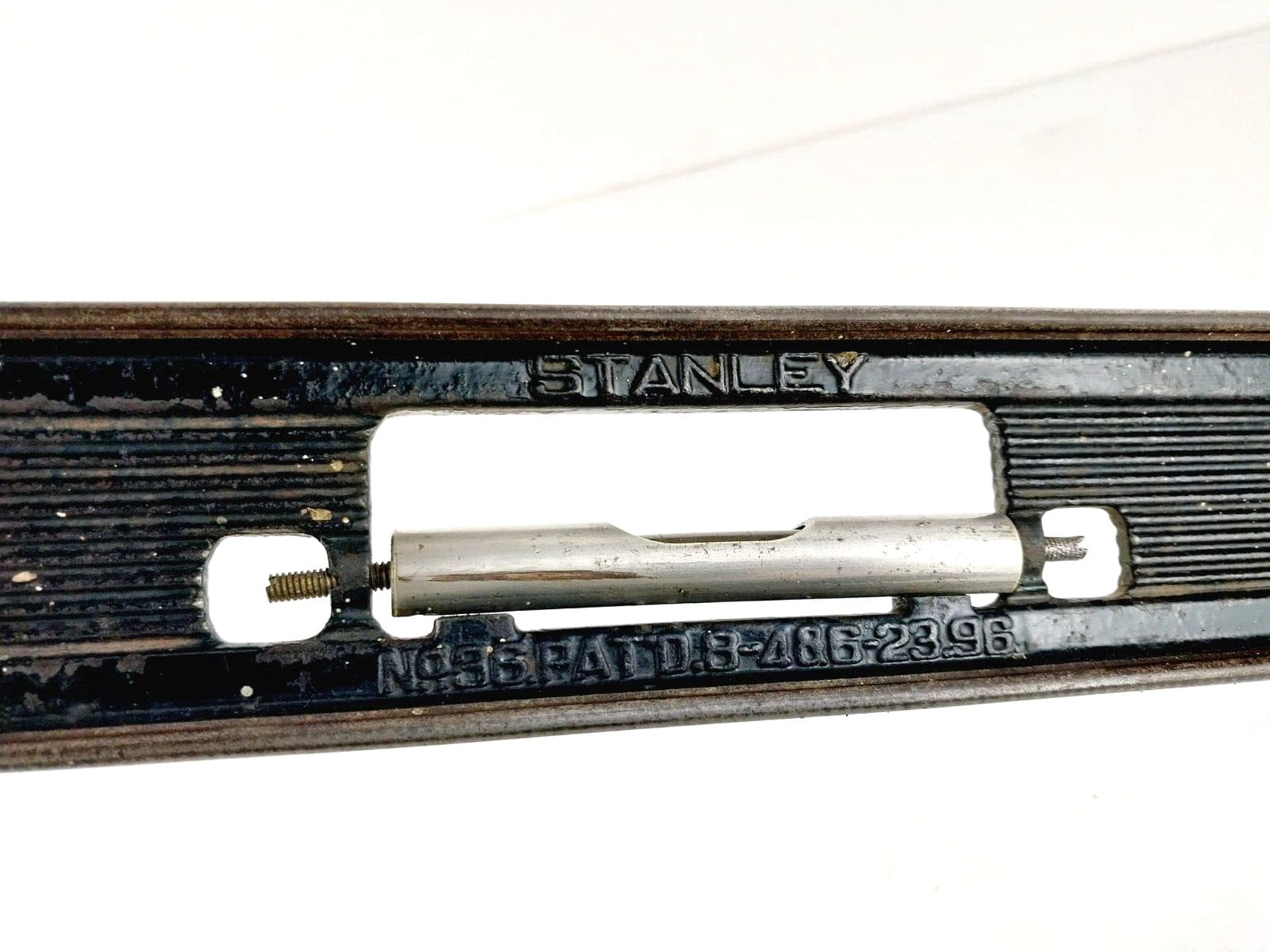 Vintage Stanley No. 36 Cast Iron 18" Level w/ 3 Vials & Guards - Made in USA 4