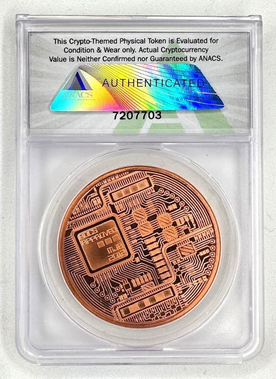 2012 Crypto Physical Bit Coin MJB Monetary Metals Authenticated By ANACS MS-70 2