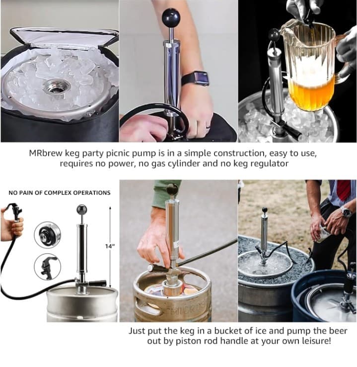 Hilangsan Beer Keg Party Pump 8inch Beer tap Pump Chrome Plated D Coupler system 5