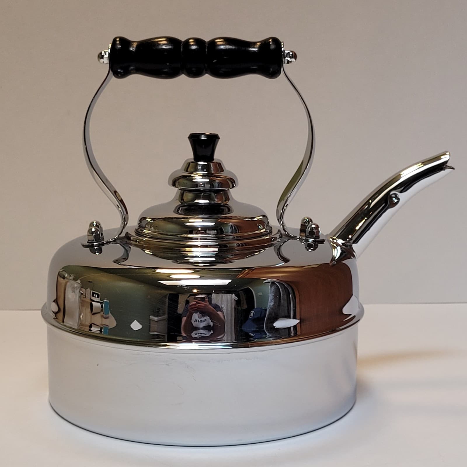 Simplex Patent Kettle Solid Copper Whistling Tea Pot Chrome Made In England  6