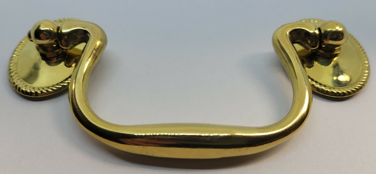 Oval Rosette Rope Pattern back plate Bail Pull handle mid century modern antique 2