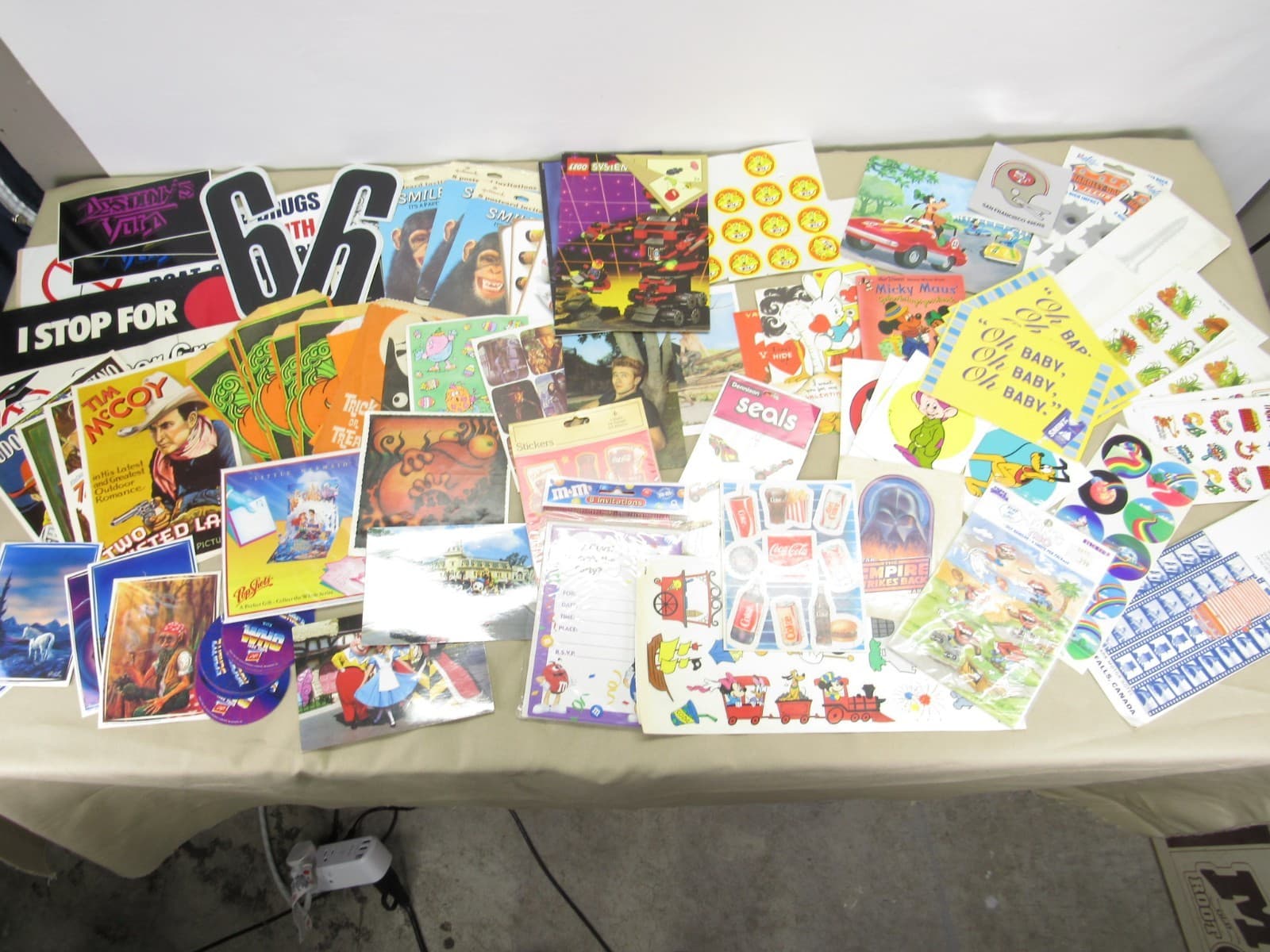 Large Vintage Paper Ephemera Lot Stickers Patches Treat Bags Postcards Catalogs