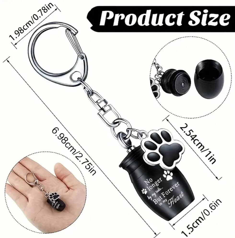 Pet Keepsake Urn Keychain Stainless Steel Black 2