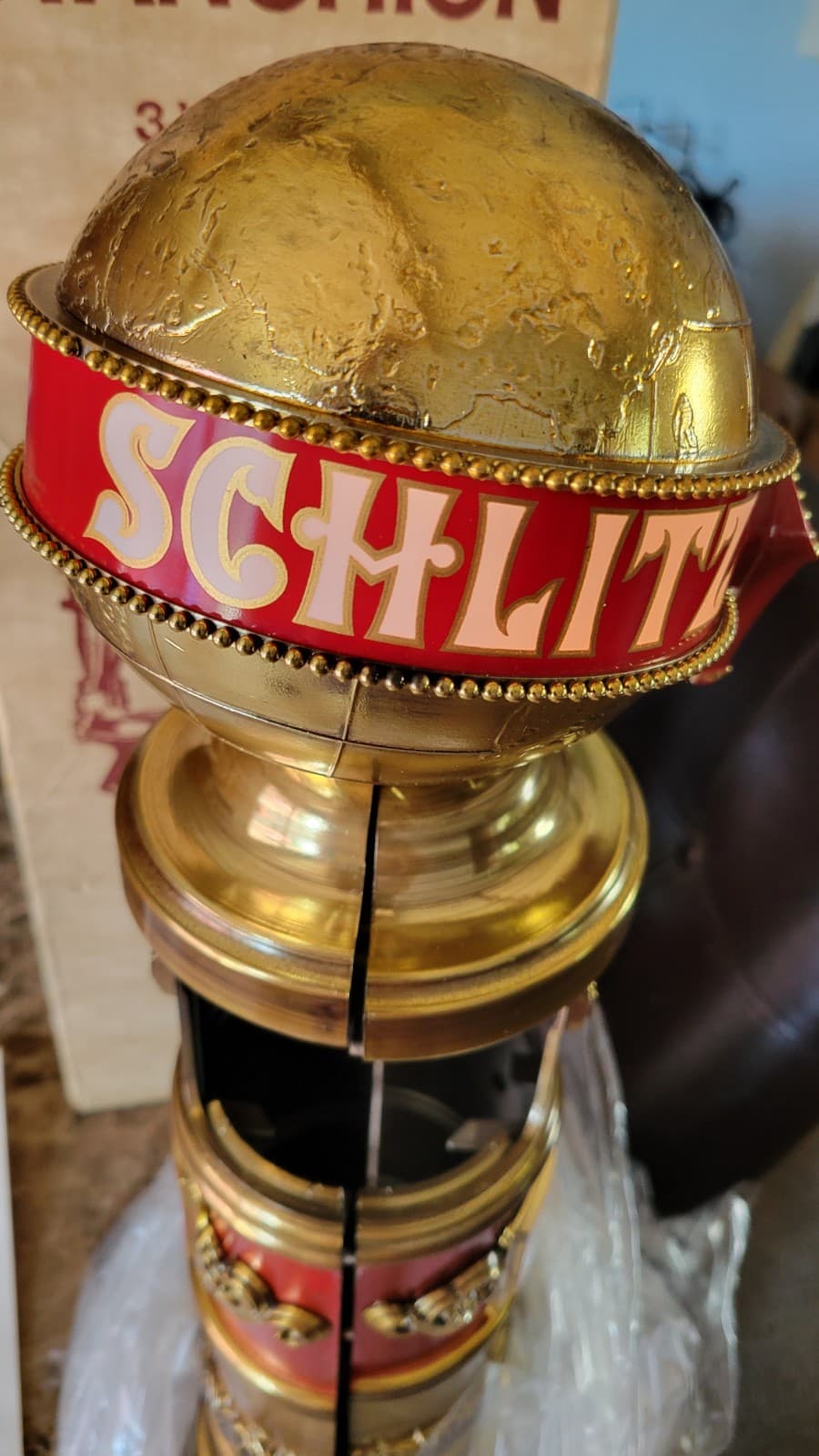 1976 Schlitz Beer Draught Stanchion Tap Handle Station & Org Box Vintage  2