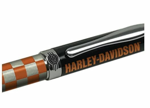 HARLEY-DAVIDSON® CHECKERED WRITING PEN NEW IN EMBOSSED LEATHER GIFT BOX 6