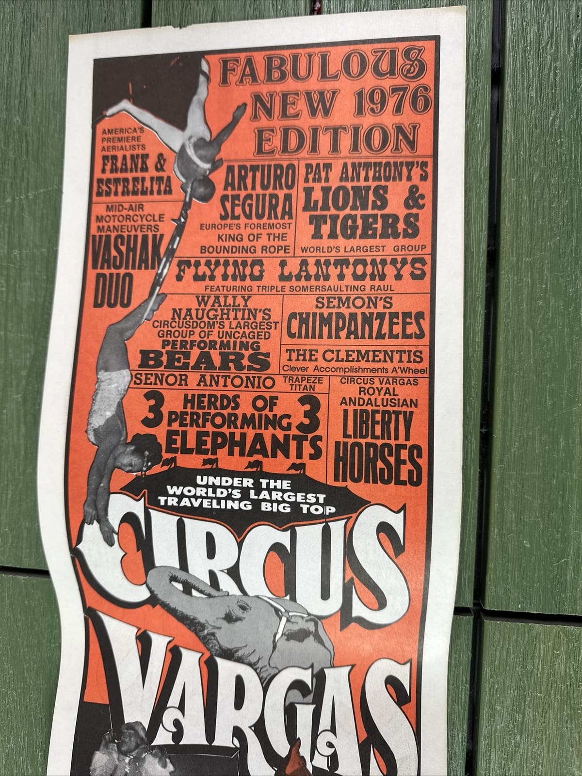 Circus Vargas Tiger ORIGINAL Vintage 1976 Poster 7" By 22" 5