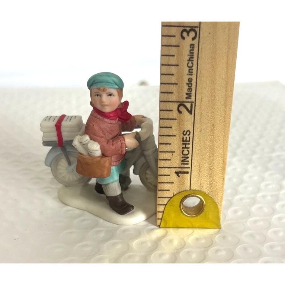 Lefton Collectible Newspaper Boy on Bicycle Christmas Colonial Village 01337 6