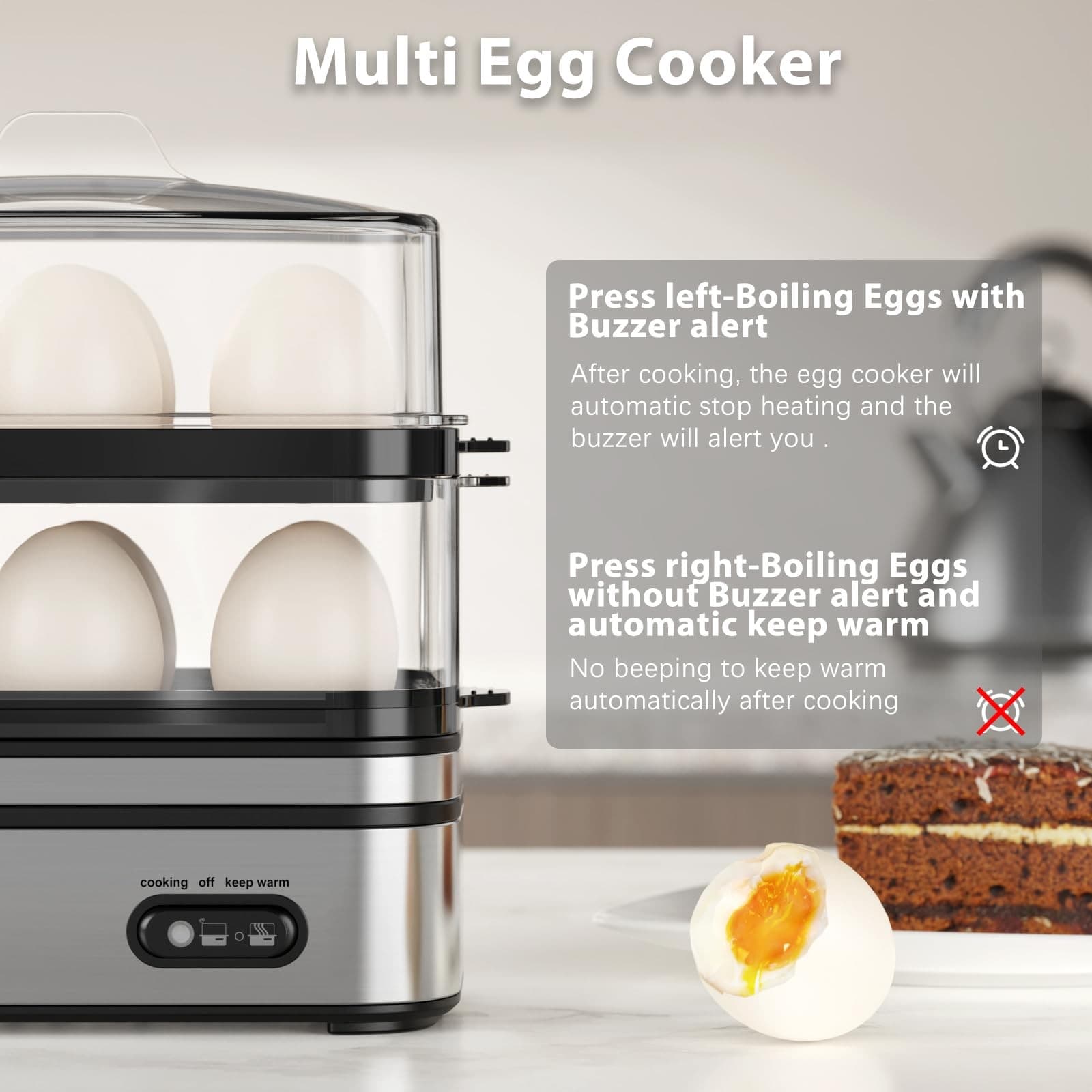 Rapid Egg Cooker 12 Eggs Capacity, Soft, Medium, Hard Boiled, Poached, Omelet... 3