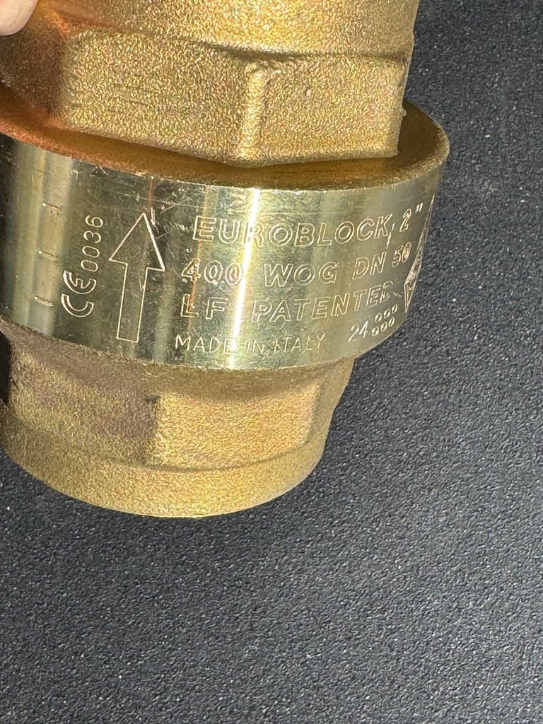 EUROBLOCK 100002 Brass Threaded 2in Npt Check Valve, NEW 5