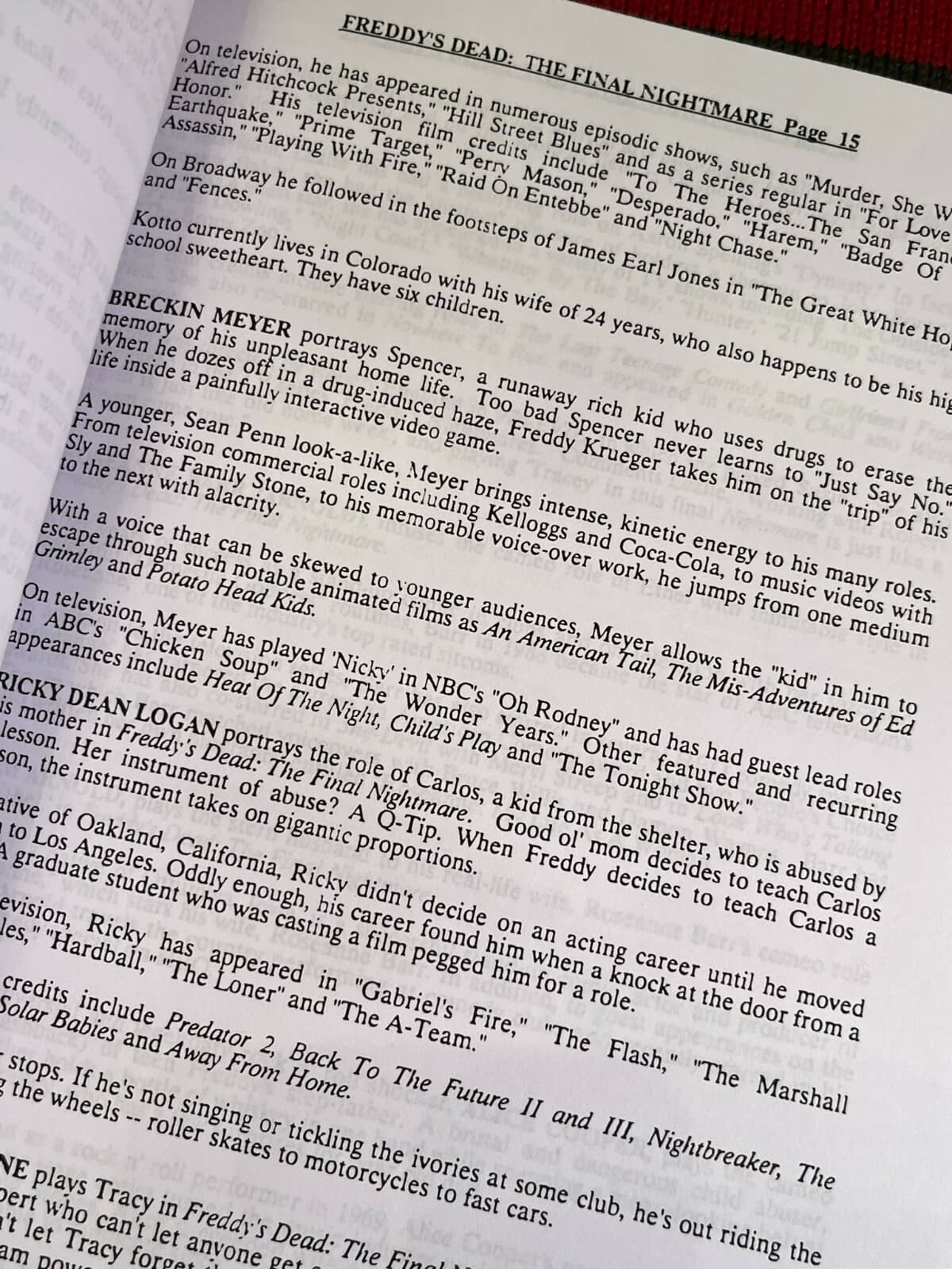 Freddy's Dead Production Notes- Cast-Signed- Autograph Reprints- Press Kit 4