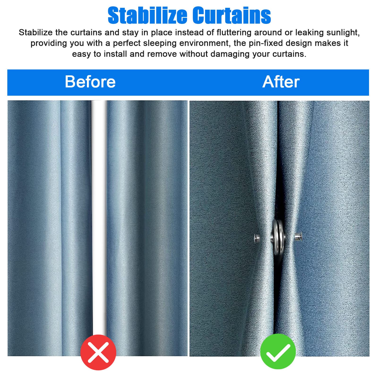 10 Pairs Magnetic Curtain Button Clips Nail Free Buckle Home Anti-Light Leakage 4