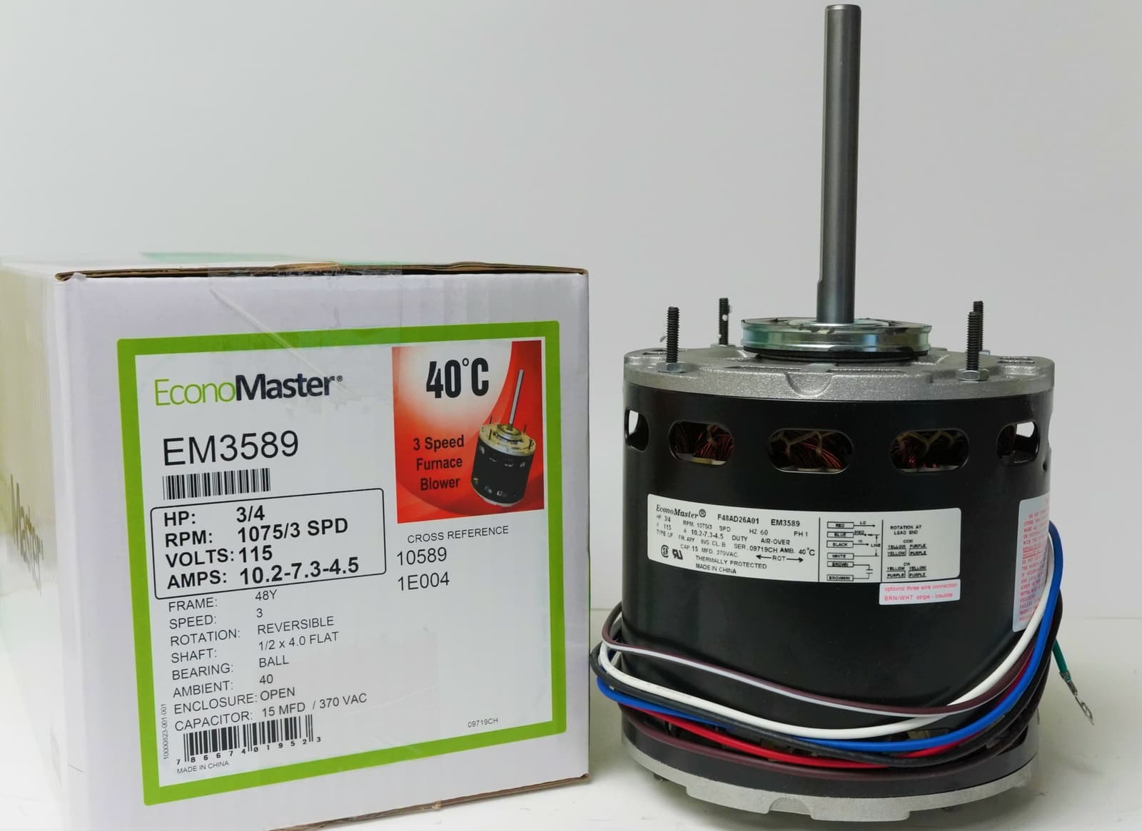 Air Handler Furnace HVAC Blower Motor 3589 3/4 HP 1075/3 RPM 115V 48 Frame