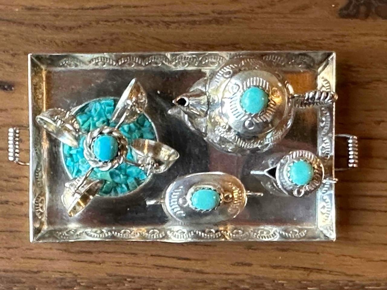 Wilbert Benally Hand Made Sterling Silver Complete Miniature Tea Set - Navajo 3