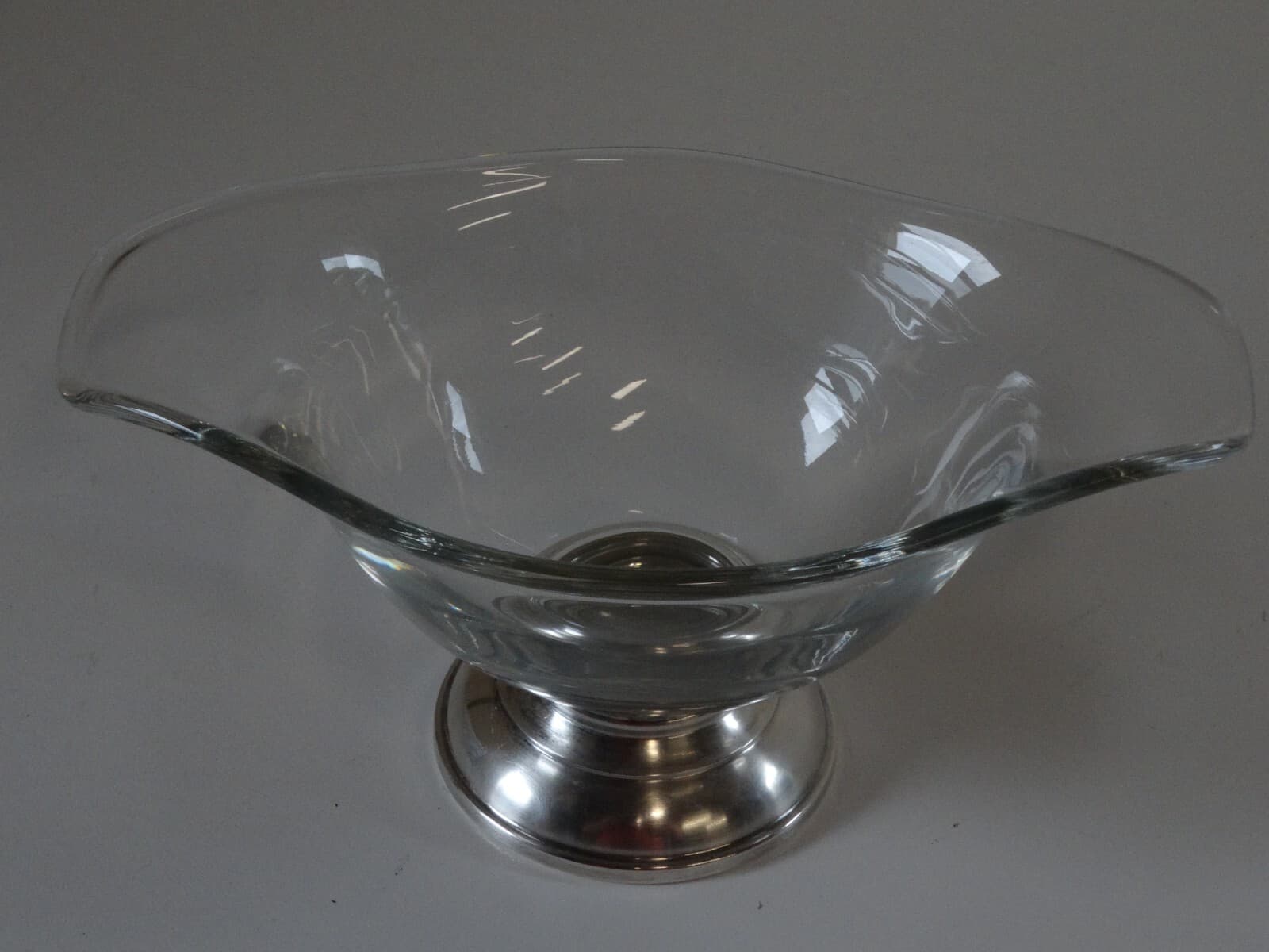 web sterling silver glass gravy boat nut candy dish bowl 2
