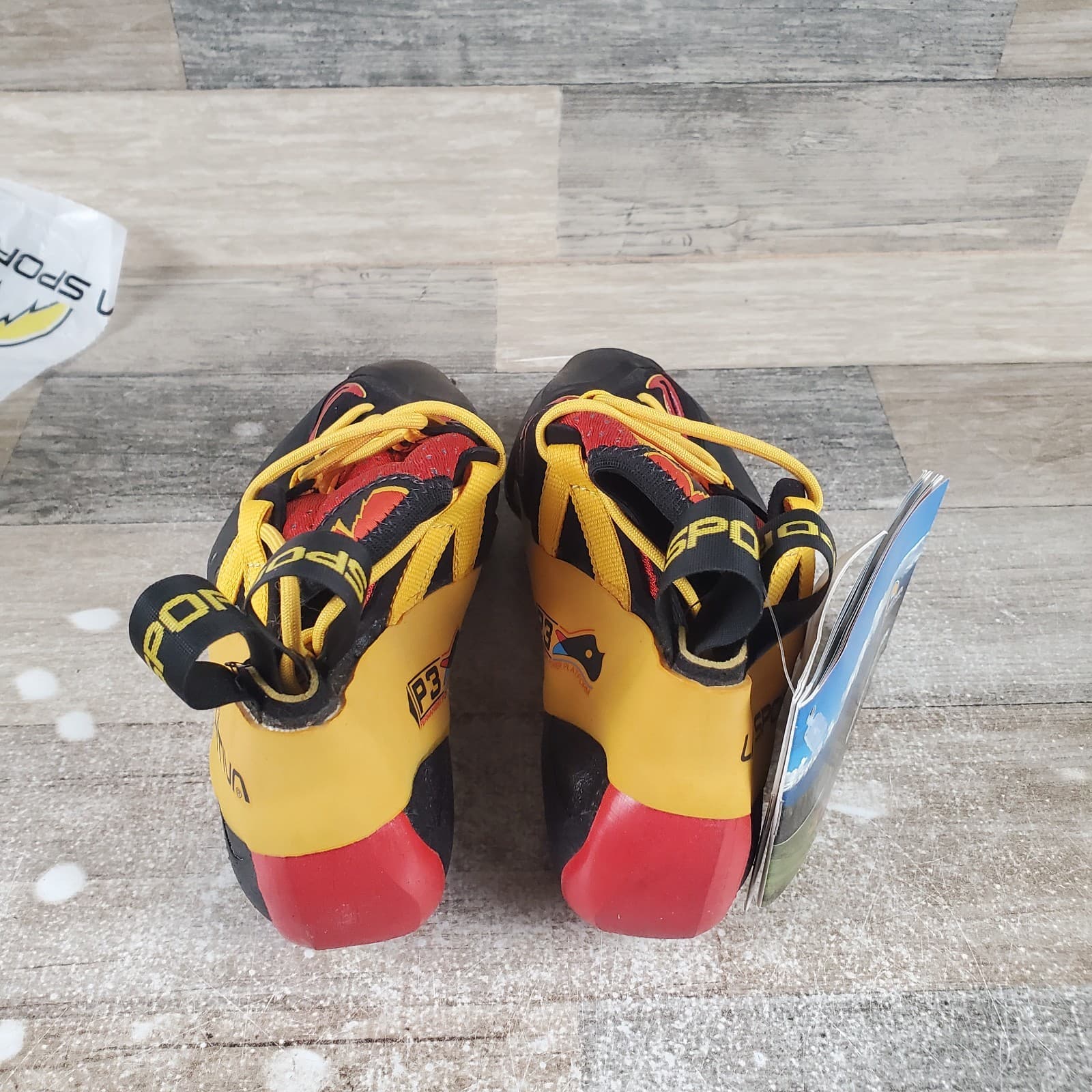 La Sportiva Genius Womens Climbing Shoes Sz 6 Red Black Yellow Lace-Up 3