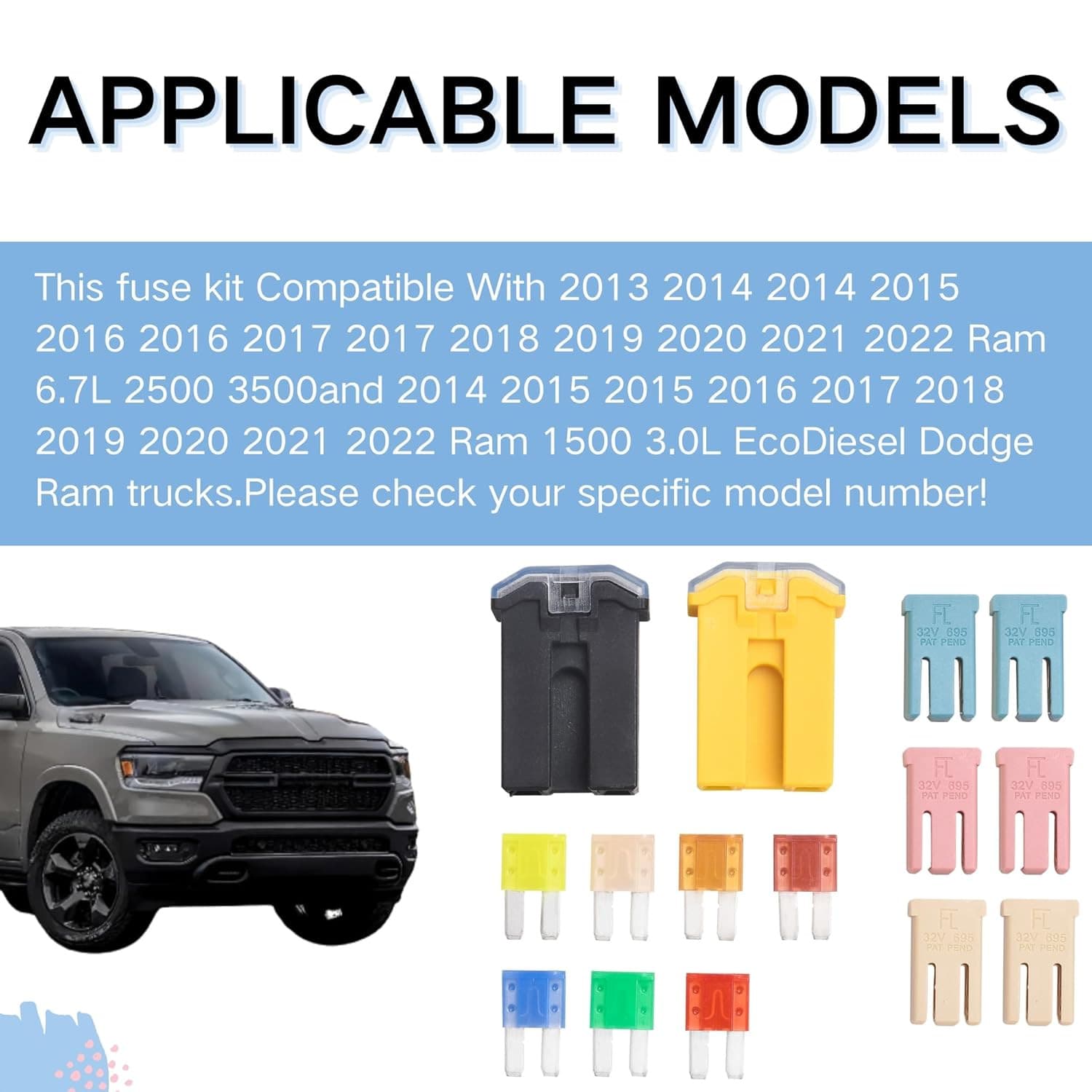 Micro Fuse Sets for Dodge Ram Trucks, 22 Pcs Fuse Assortment Compatible with 201 5