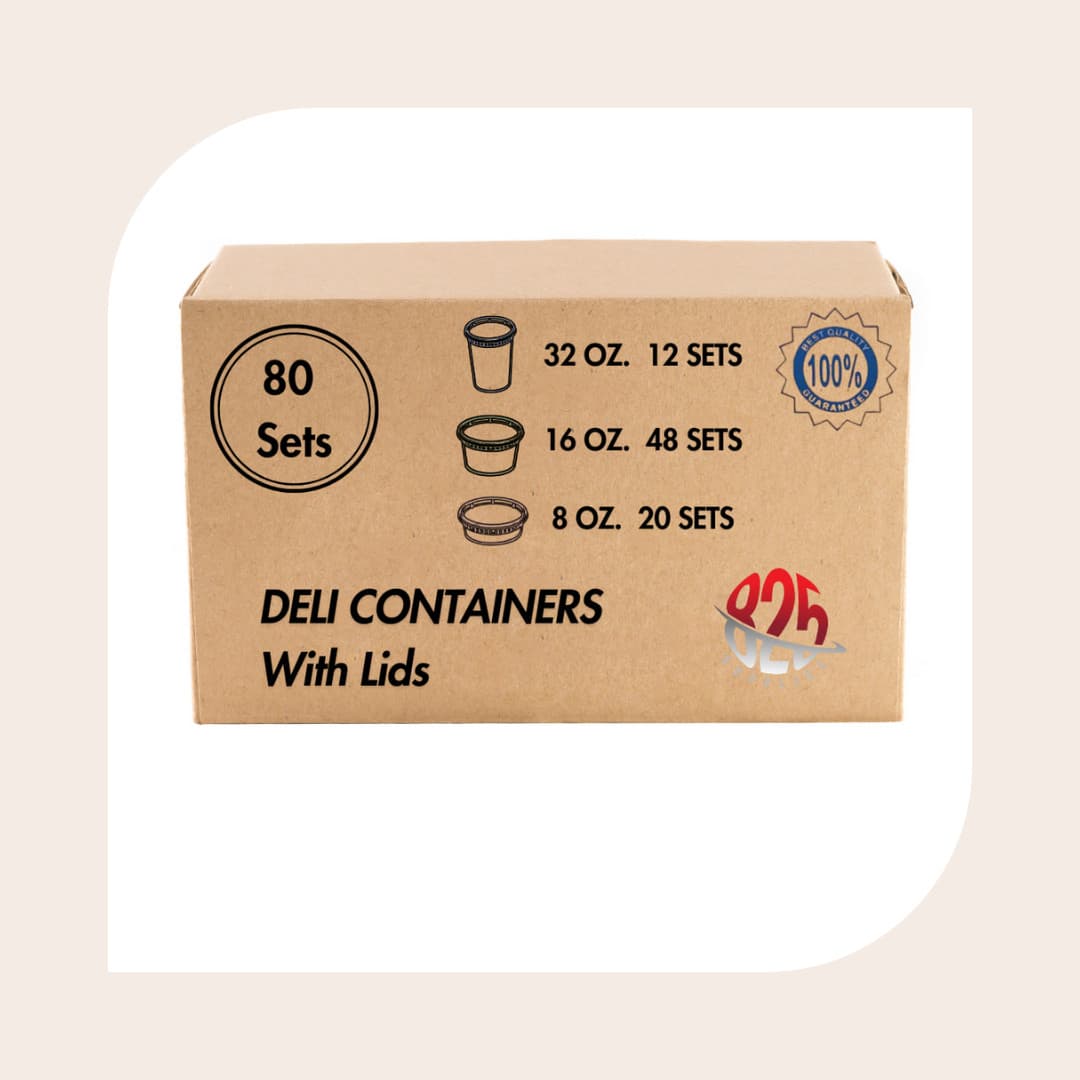 80 sets Deli Containers and Lids [32 oz 12 | 16 oz 48 | 8 oz 20]