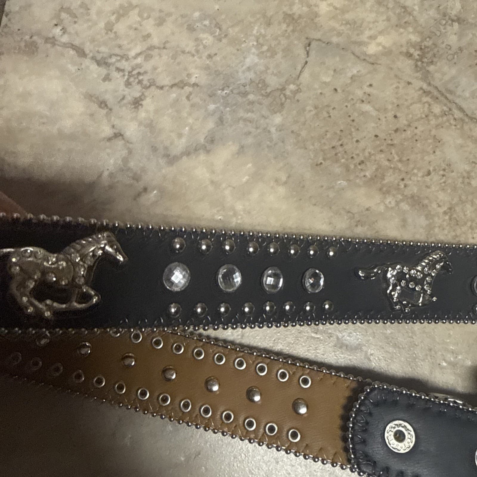 Western Belt Girls Diamonds & Horses Sparkles Small Black 2