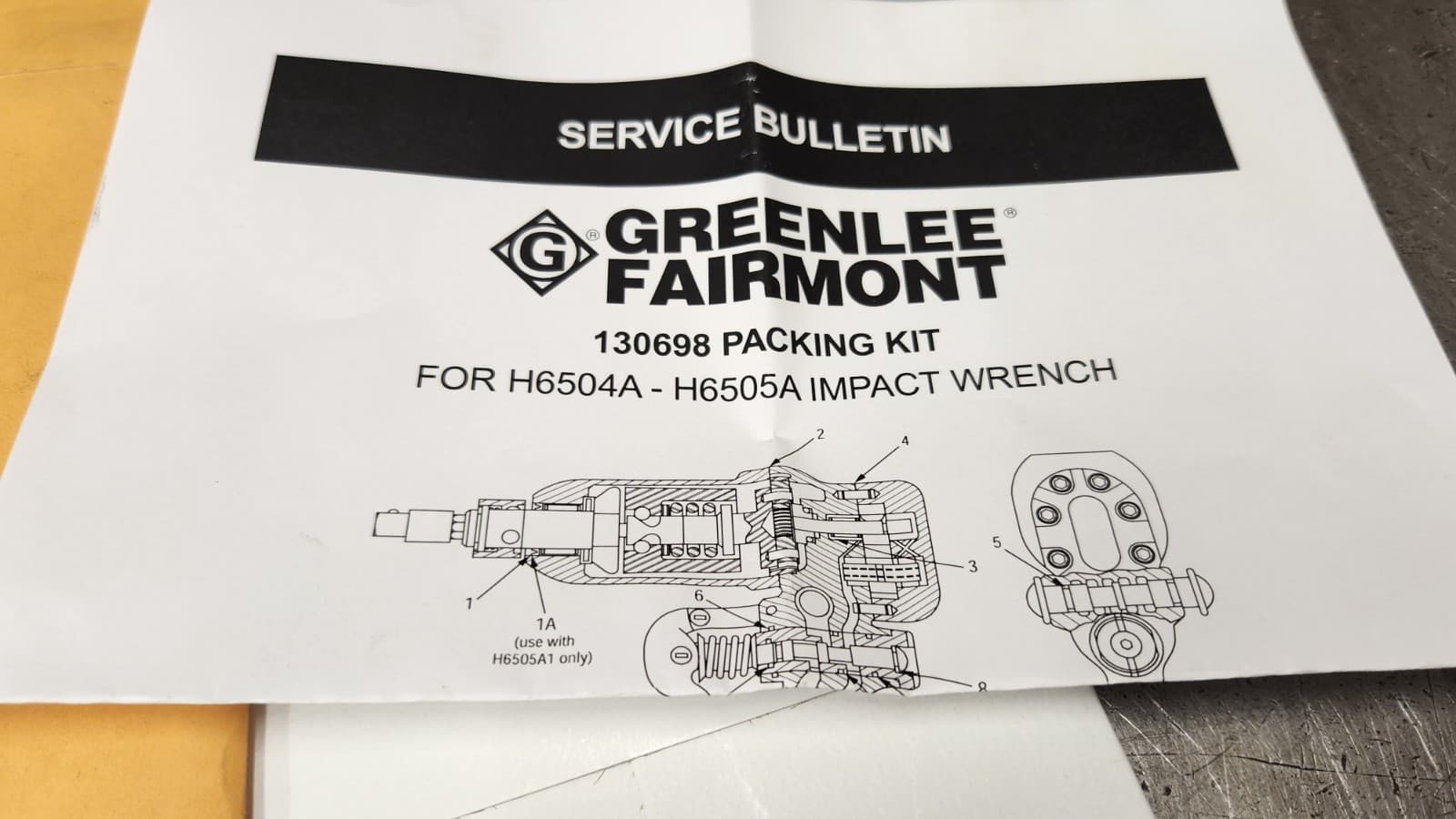 New Greenlee 130698 Packing Seal Kit for  H6505A Hydraulic Impact Wrench Repair 6