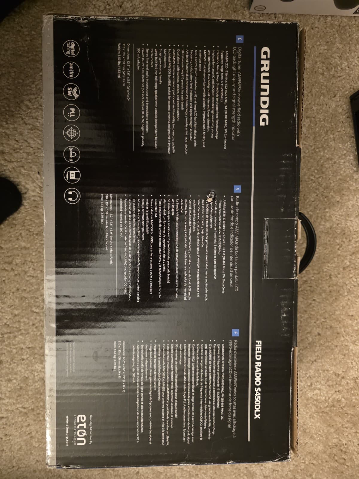 Grundig S450DLX Field Radio AM/FM/SW with box and power supply 2