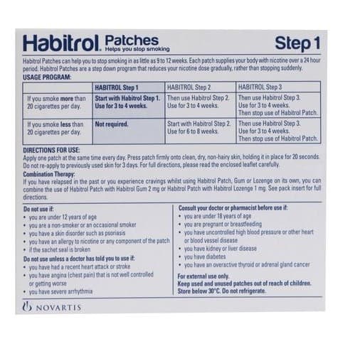 STEP 1 HABITROL TRANSDERMAL NICOTINE PATCH 21mg (6 boxes 168 pieces) NEW 01/2027 2