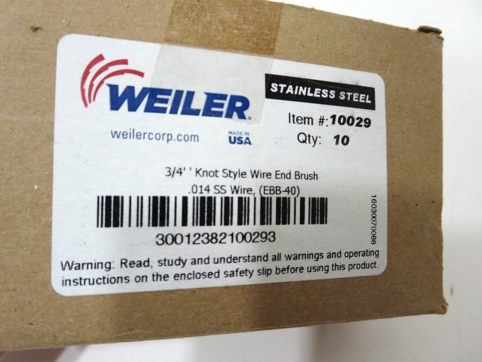 WEILER 10029 3/4" .014 SS Knot Wire End Brush 10-PACK 3/4 Diam. 22KRPM USA 3