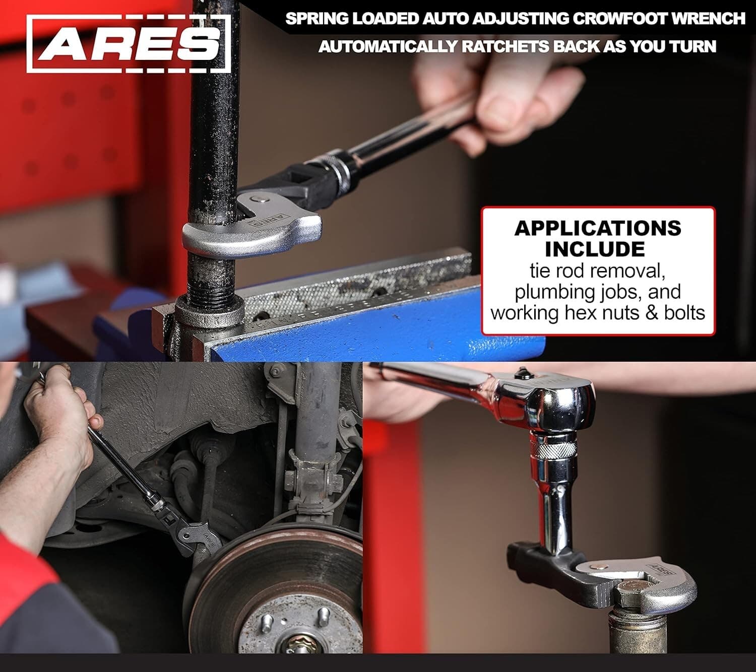 3Pc Auto Adjusting Crowfoot Wrench Set for Replace Oxygen Sensor Wheel Alignment 3