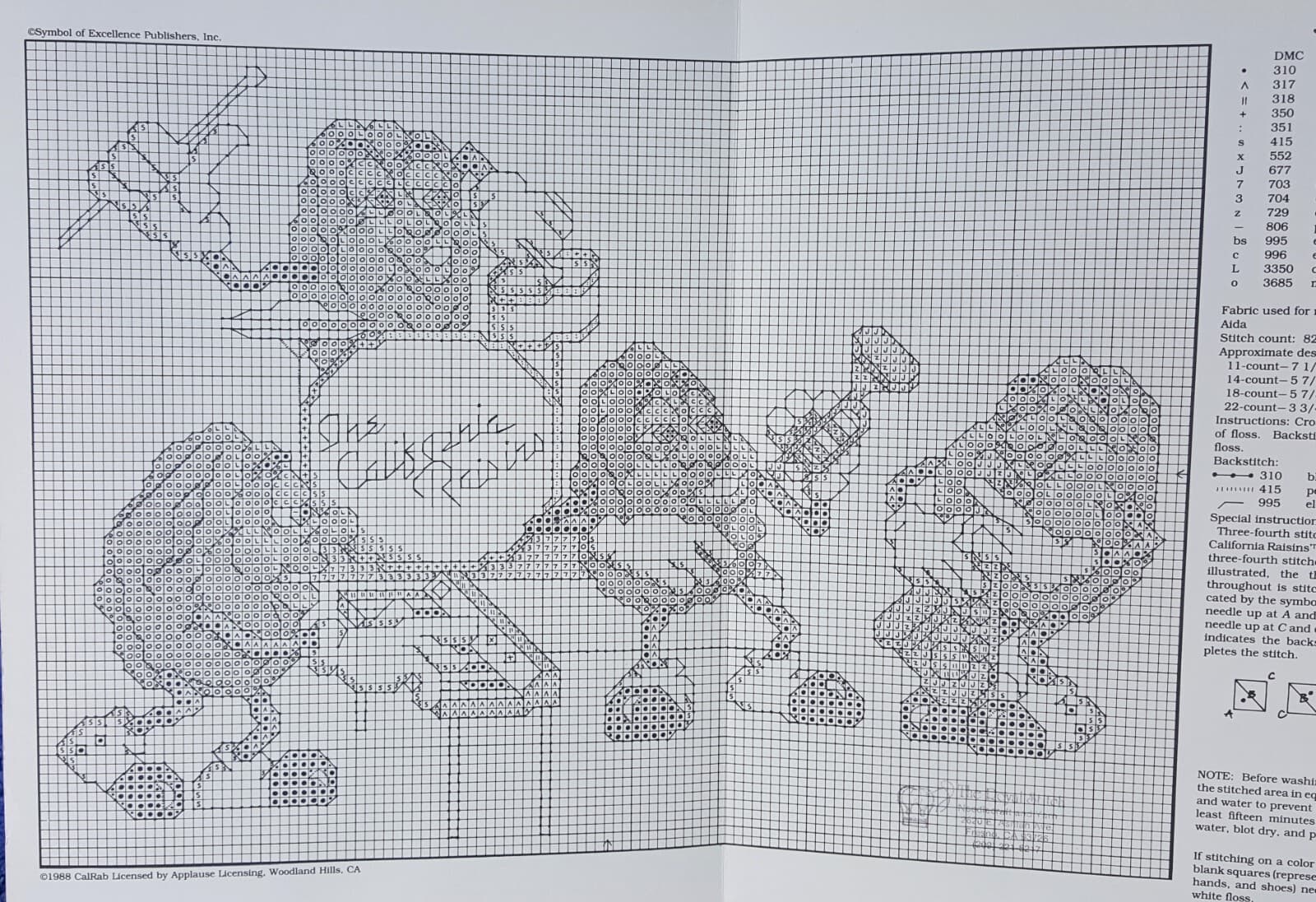 1988 THE CALIFORNIA RAISINS LEAFLET CROSS STITCH JAM SESSION NEW 3