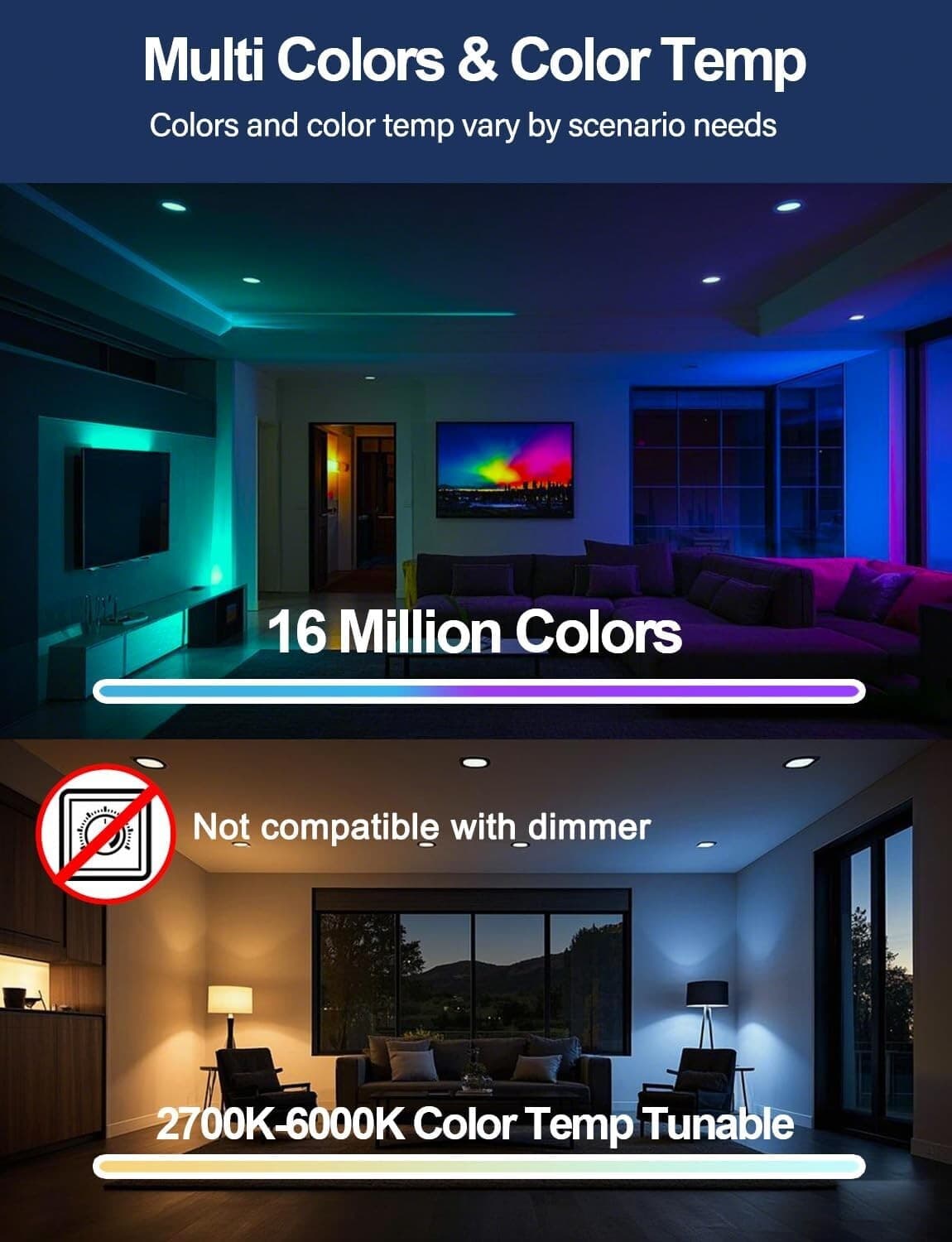 Brand New, Unopened 6 inch LED Recessed Light Work with Alexa App Controlled RGB 4