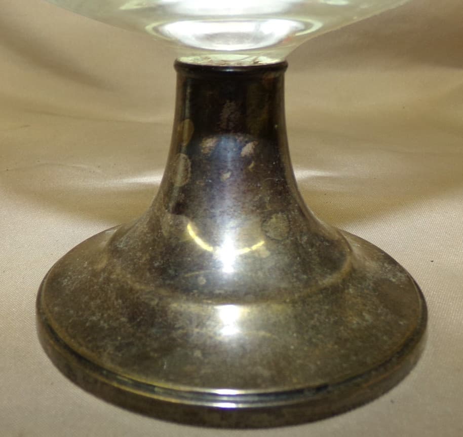 Vintage NEWPORT GORHAM Sterling Silver & Etched Glass Sauce Boat Goblet Beaker 3