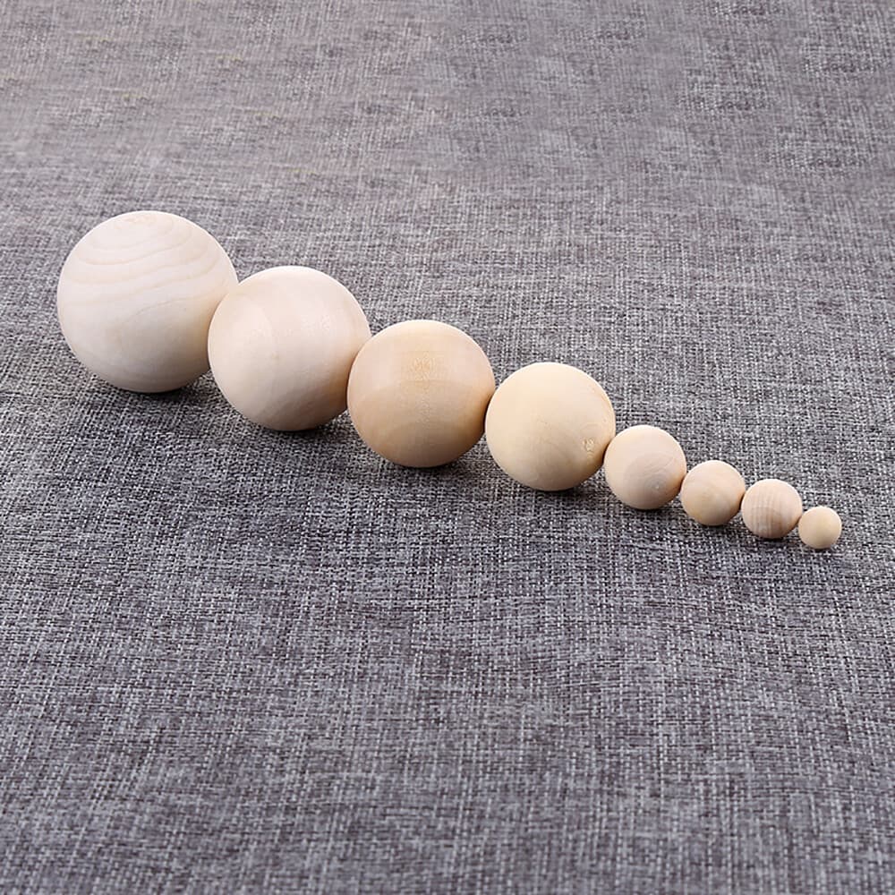 Wooden Balls Natural Craft Wood Ball Sphere Round 6~90mm With hole/without hole 2