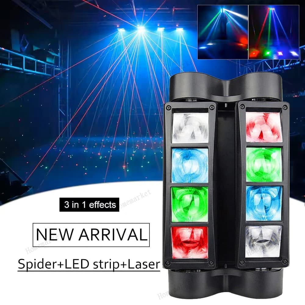 8 LED Spider Moving Head LED Stage Lighting Beam DJ Light DMX Disco Party Show