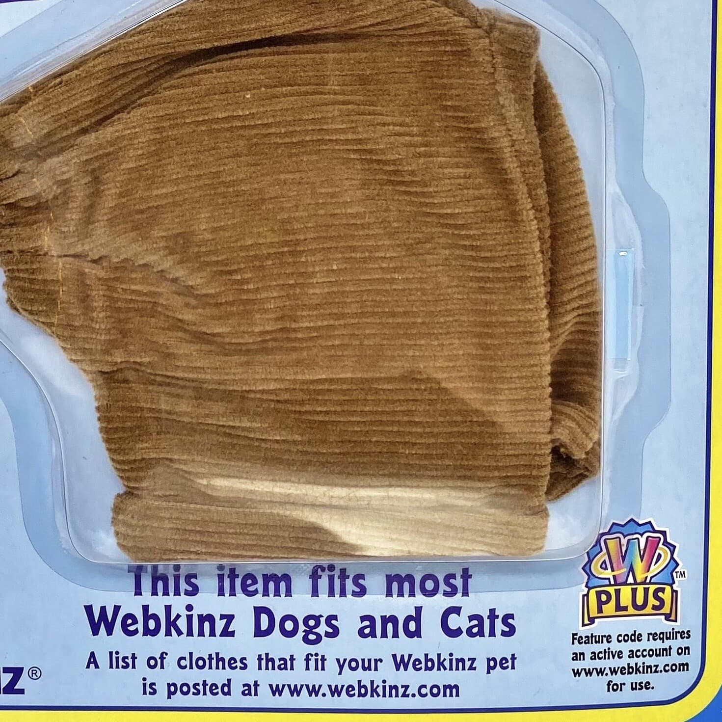 Ganz Webkinz Clothing Outfit Brown Corduroy Pants Fits Most Dog & Cat Plush CODE 5
