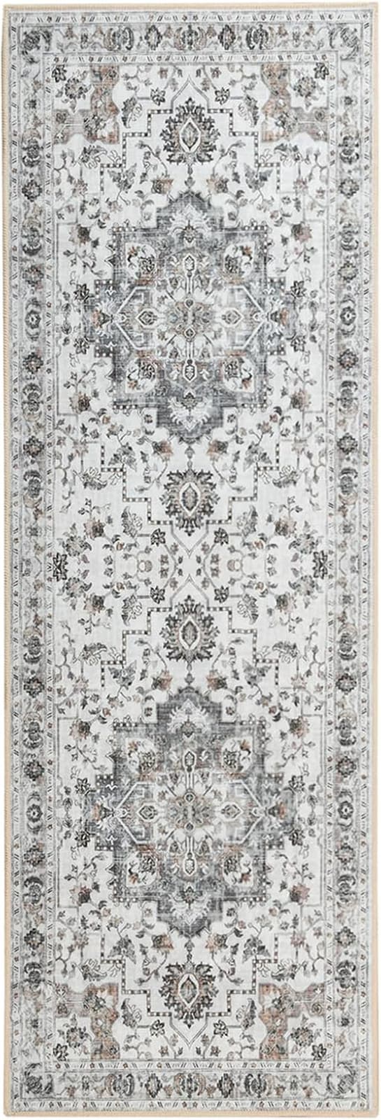 Runner Rug 2x6 Low Pile Non-Slip Machine Washable Soft Area Carpet Light Brown 2