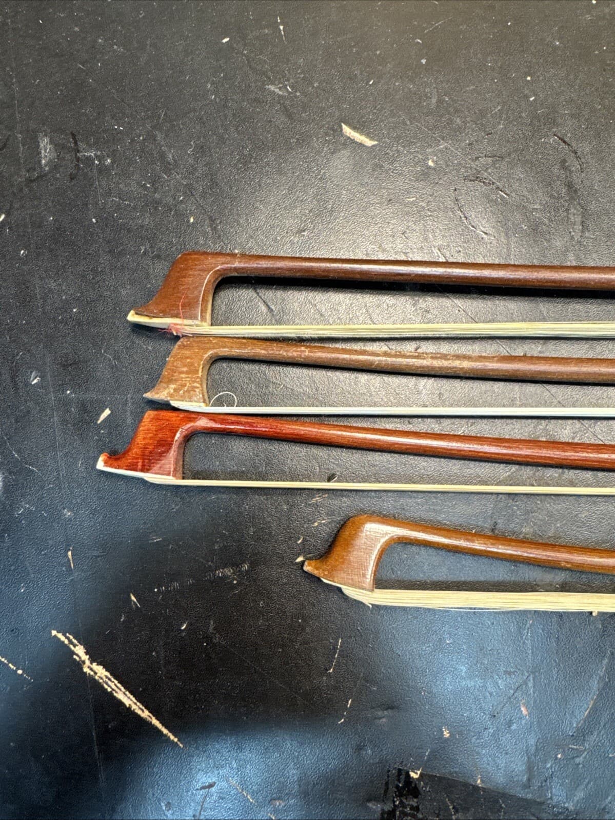 4 Old Violin Bows For Repair. 1-3/4 & 3-4/4 3