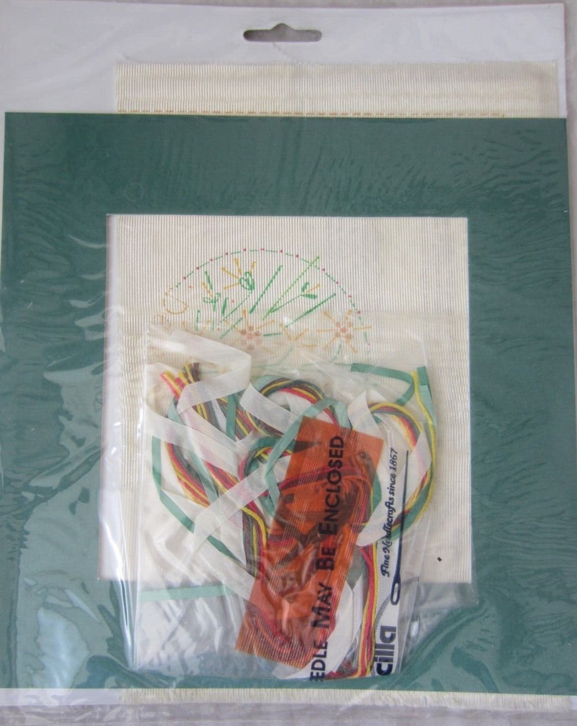 Bucilla DECEMBER Silk Ribbon Embroidery Picture Kit Flower of the Month  8X8 5